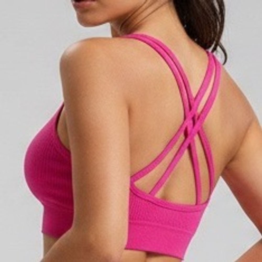 Forever 21 Ribbed Crisscross Strap Crop‎ Tank Top Hot Pink Size L